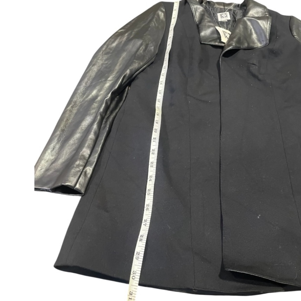 Anne Klein Black Blazer with Leather Sleeves - Picture 6 of 10